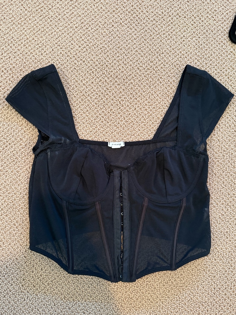 Garage Black Mesh Corset Top